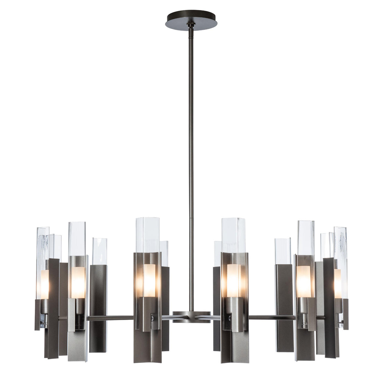 Hubbardton Forge 2025 Dark Smoke Clear Glass (ZM) Multi Summit 12-Light Pendant