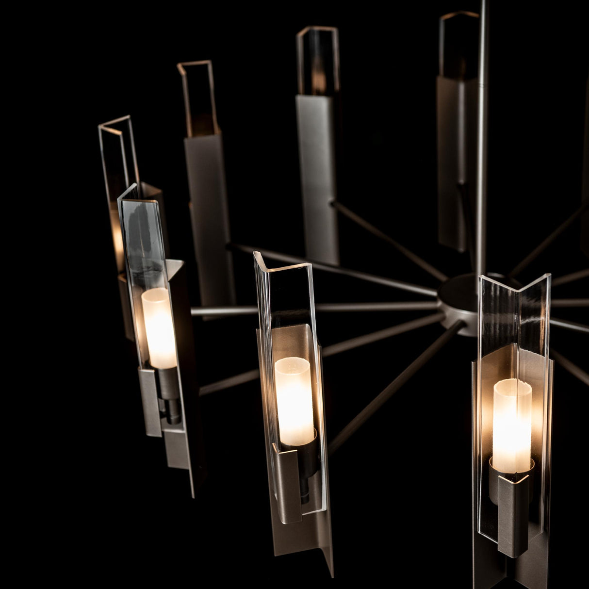 Hubbardton Forge 2025 Dark Smoke Clear Glass (ZM) Multi Summit 12-Light Pendant