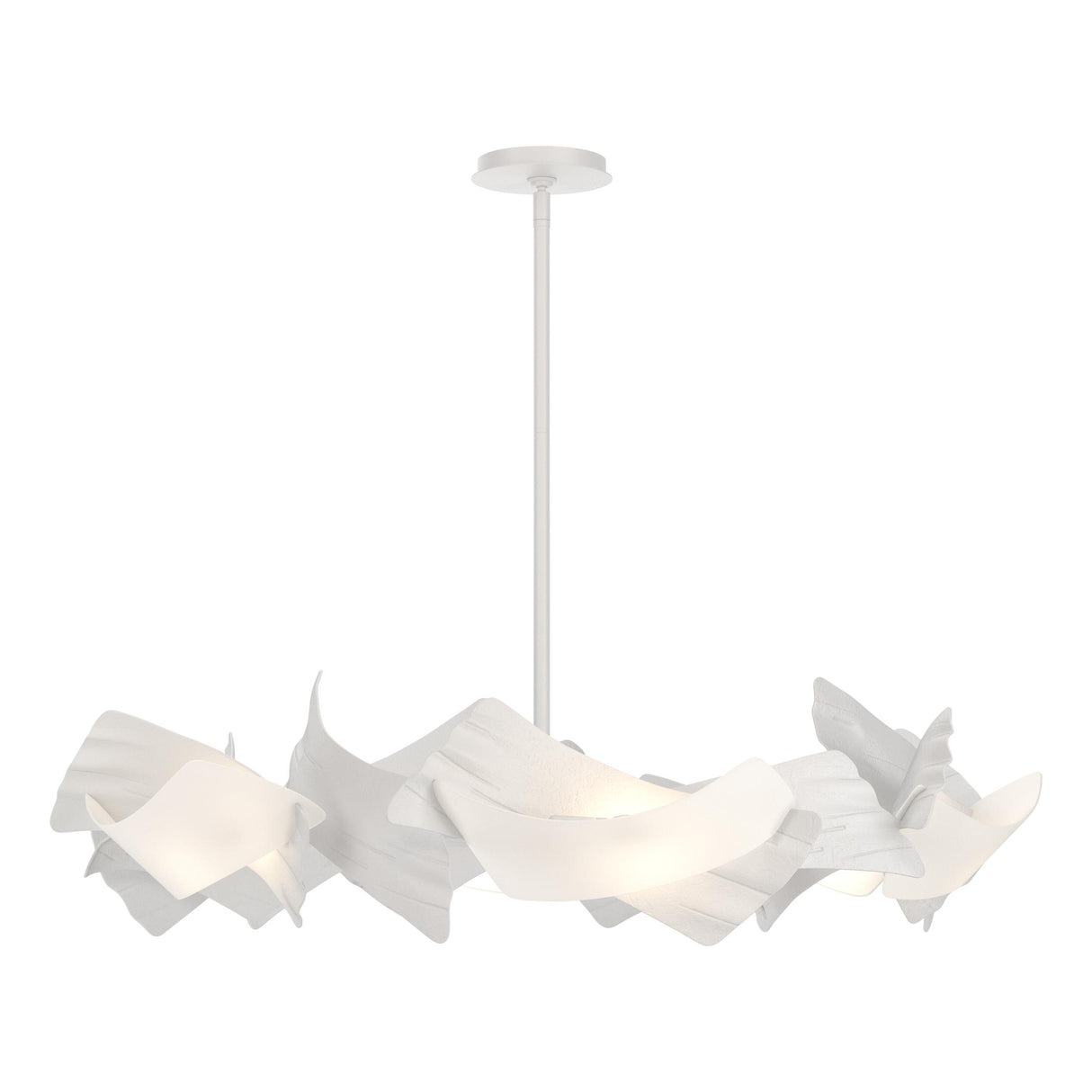 Hubbardton Forge 2024 White Frosted Glass (FD) Multi Crest 6-Light Circular Pendant