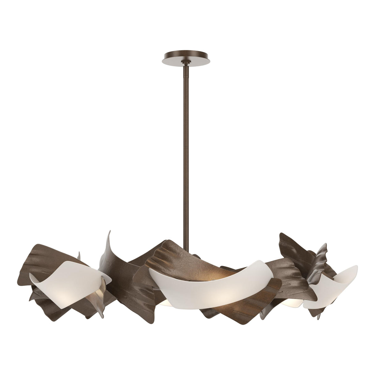 Hubbardton Forge 2024 Bronze Frosted Glass (FD) Multi Crest 6-Light Circular Pendant