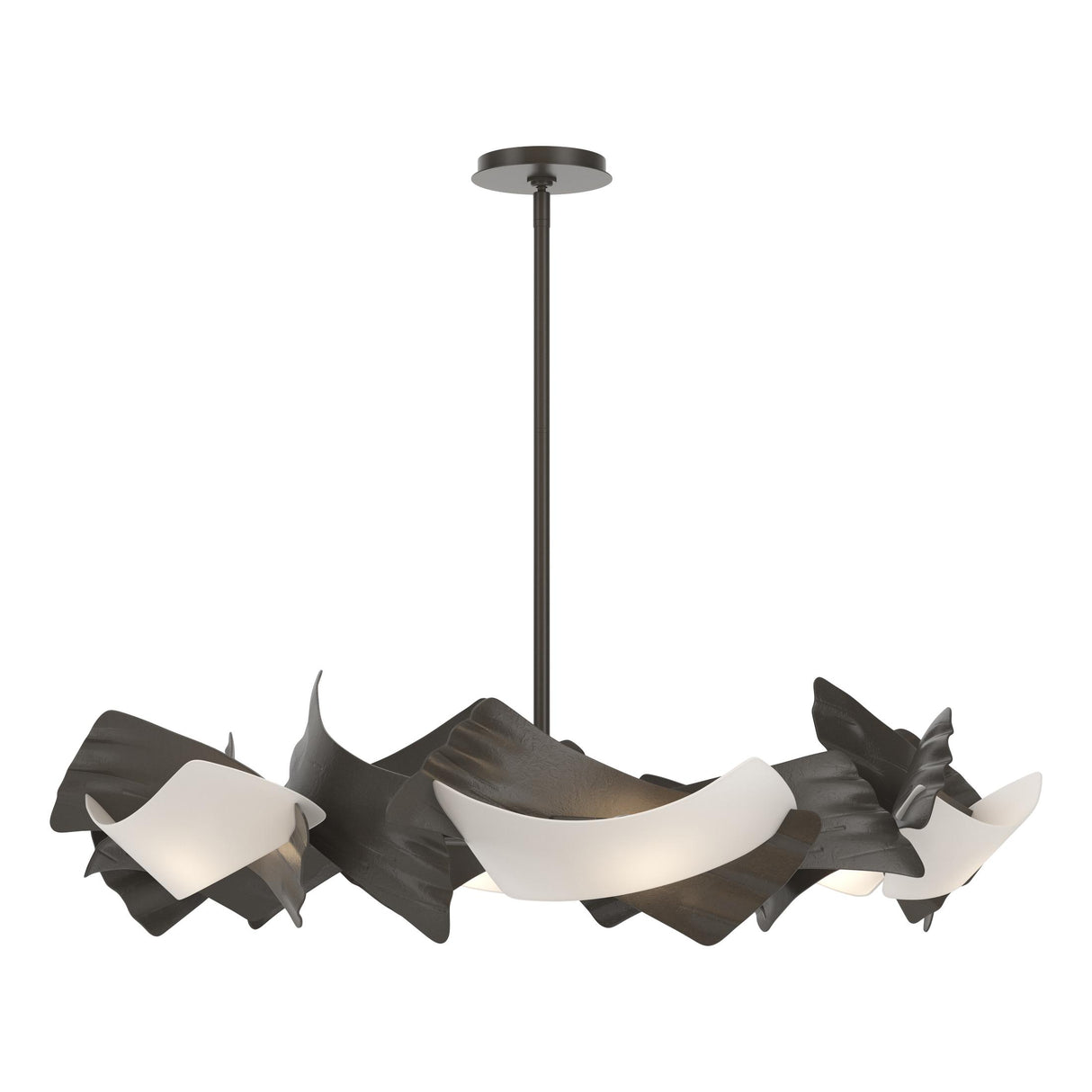 Hubbardton Forge 2024 Dark Smoke Frosted Glass (FD) Multi Crest 6-Light Circular Pendant