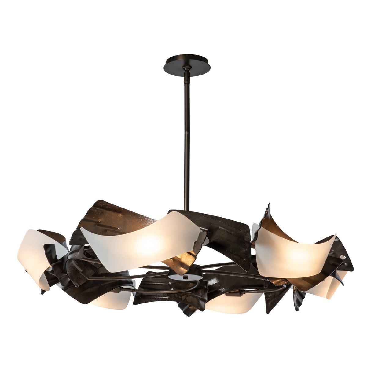 Hubbardton Forge 2024 Dark Smoke Frosted Glass (FD) Multi Crest 6-Light Circular Pendant