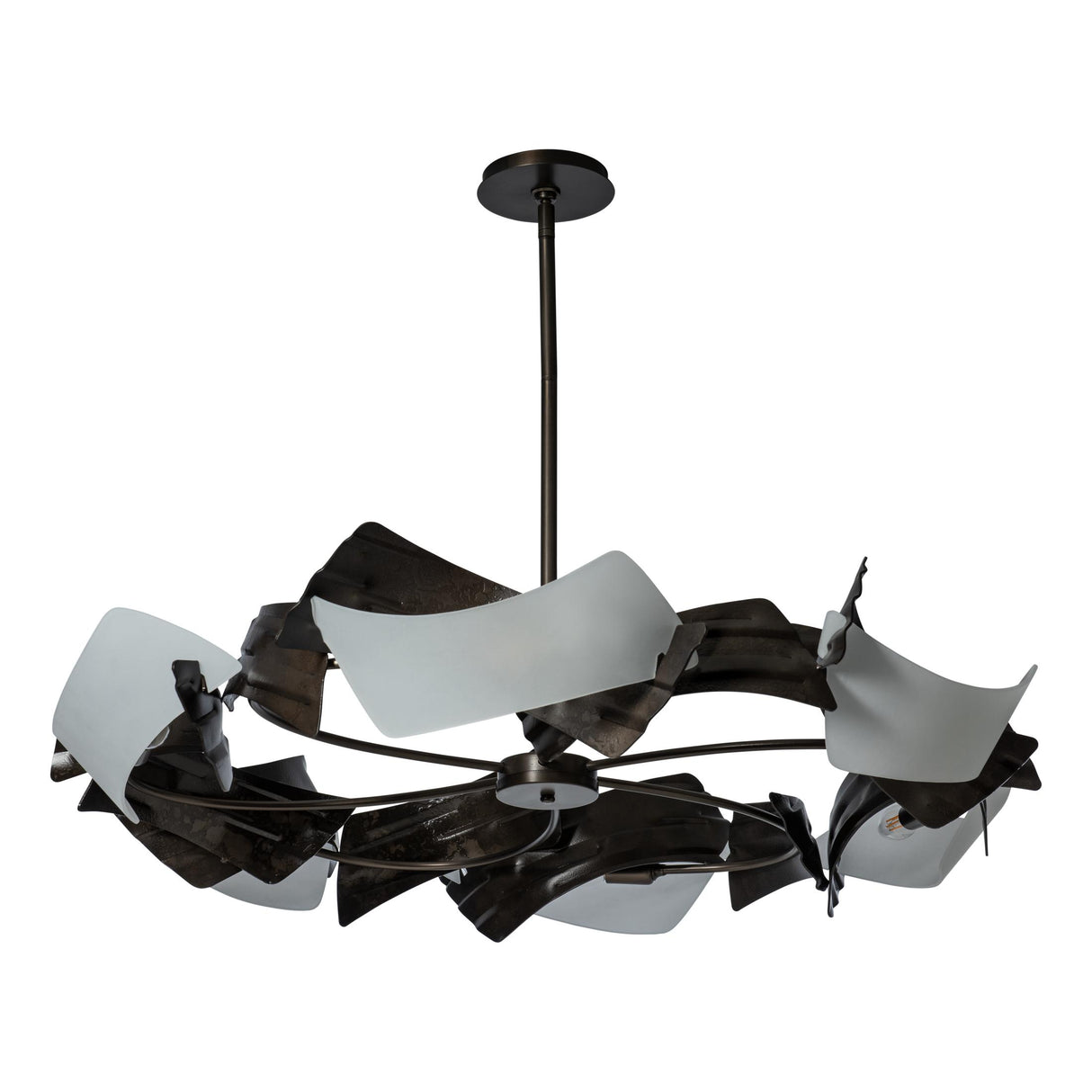 Hubbardton Forge 2024 Dark Smoke Frosted Glass (FD) Multi Crest 6-Light Circular Pendant