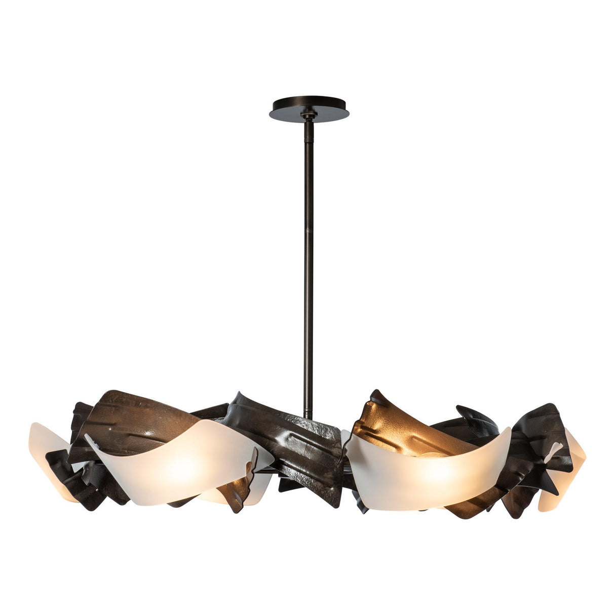 Hubbardton Forge 2024 Dark Smoke Frosted Glass (FD) Multi Crest 6-Light Circular Pendant