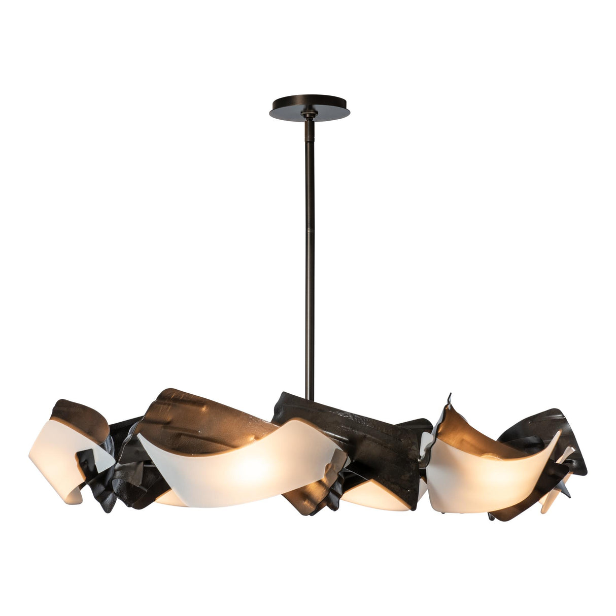 Hubbardton Forge 2024 Dark Smoke Frosted Glass (FD) Multi Crest 6-Light Circular Pendant