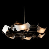 Hubbardton Forge 2024 Dark Smoke Frosted Glass (FD) Multi Crest 6-Light Circular Pendant