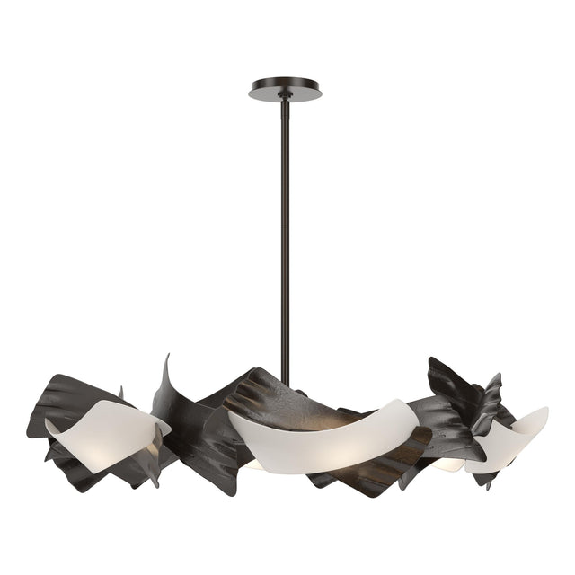 Hubbardton Forge 2024 Oil Rubbed Bronze Frosted Glass (FD) Multi Crest 6-Light Circular Pendant