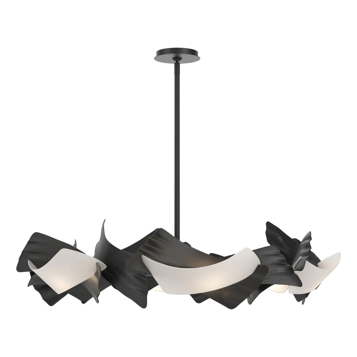 Hubbardton Forge 2024 Black Frosted Glass (FD) Multi Crest 6-Light Circular Pendant