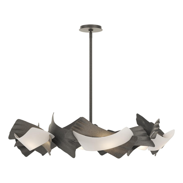 Hubbardton Forge 2024 Natural Iron Frosted Glass (FD) Multi Crest 6-Light Circular Pendant