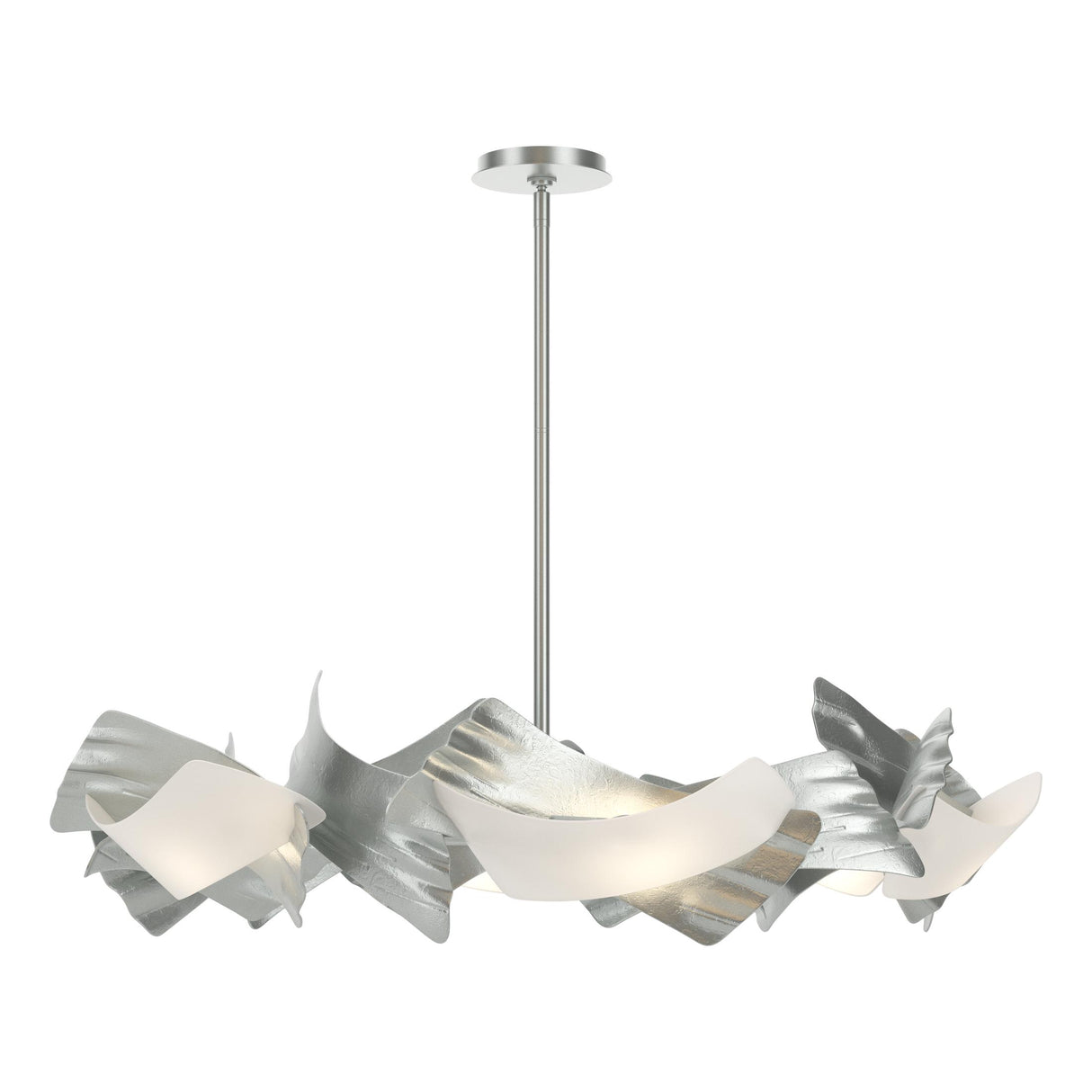 Hubbardton Forge 2024 Vintage Platinum Frosted Glass (FD) Multi Crest 6-Light Circular Pendant