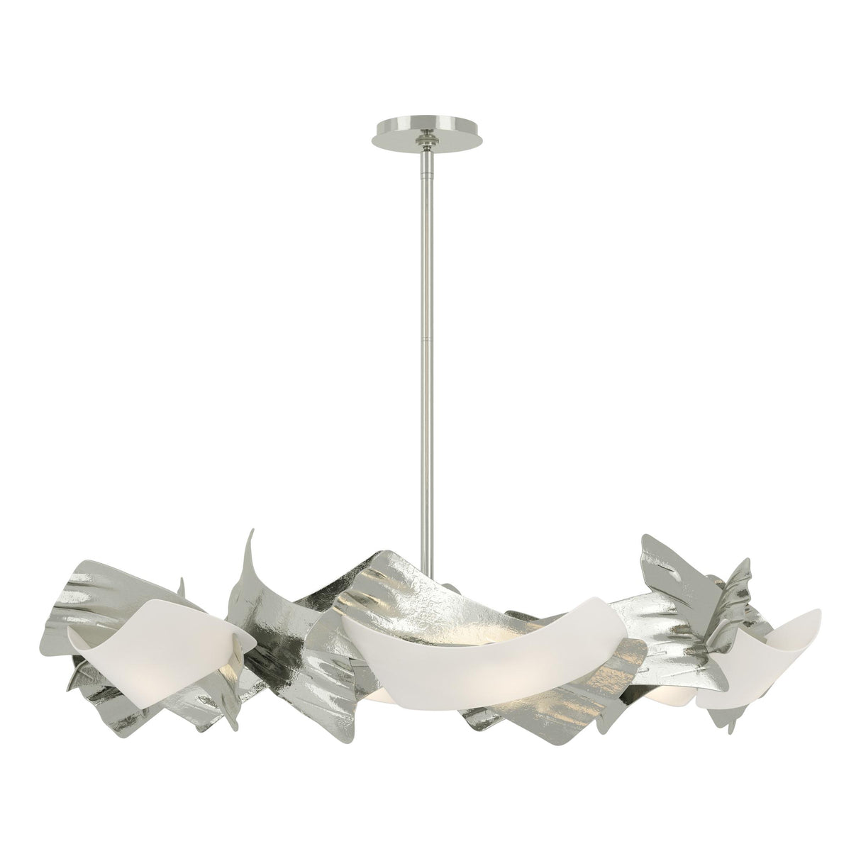 Hubbardton Forge 2024 Sterling Frosted Glass (FD) Multi Crest 6-Light Circular Pendant