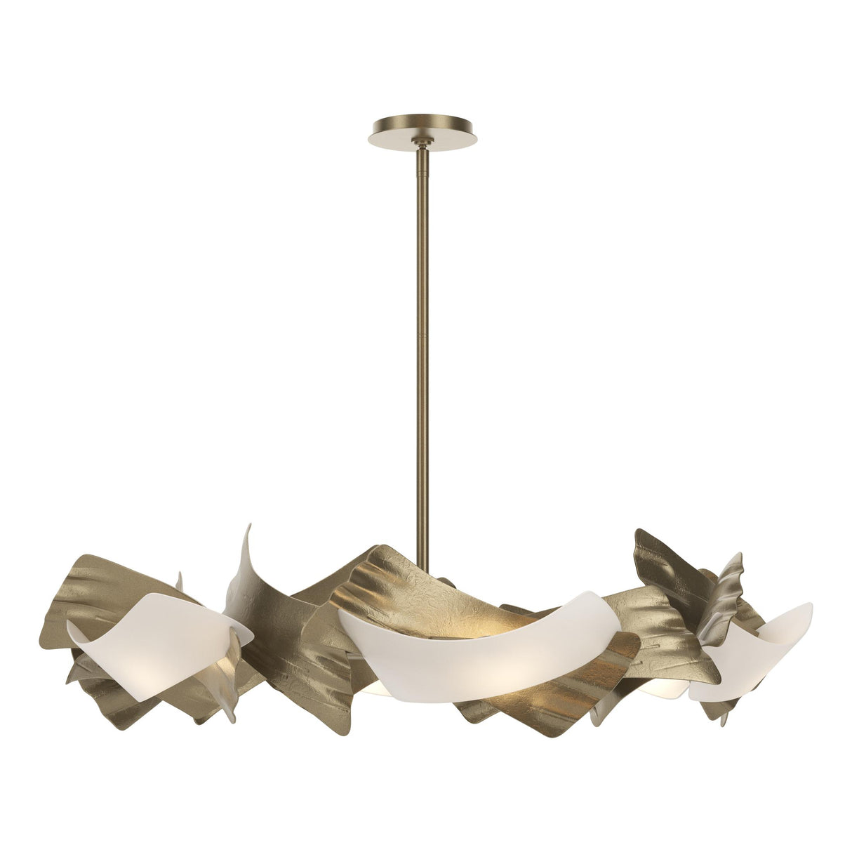Hubbardton Forge 2024 Soft Gold Frosted Glass (FD) Multi Crest 6-Light Circular Pendant