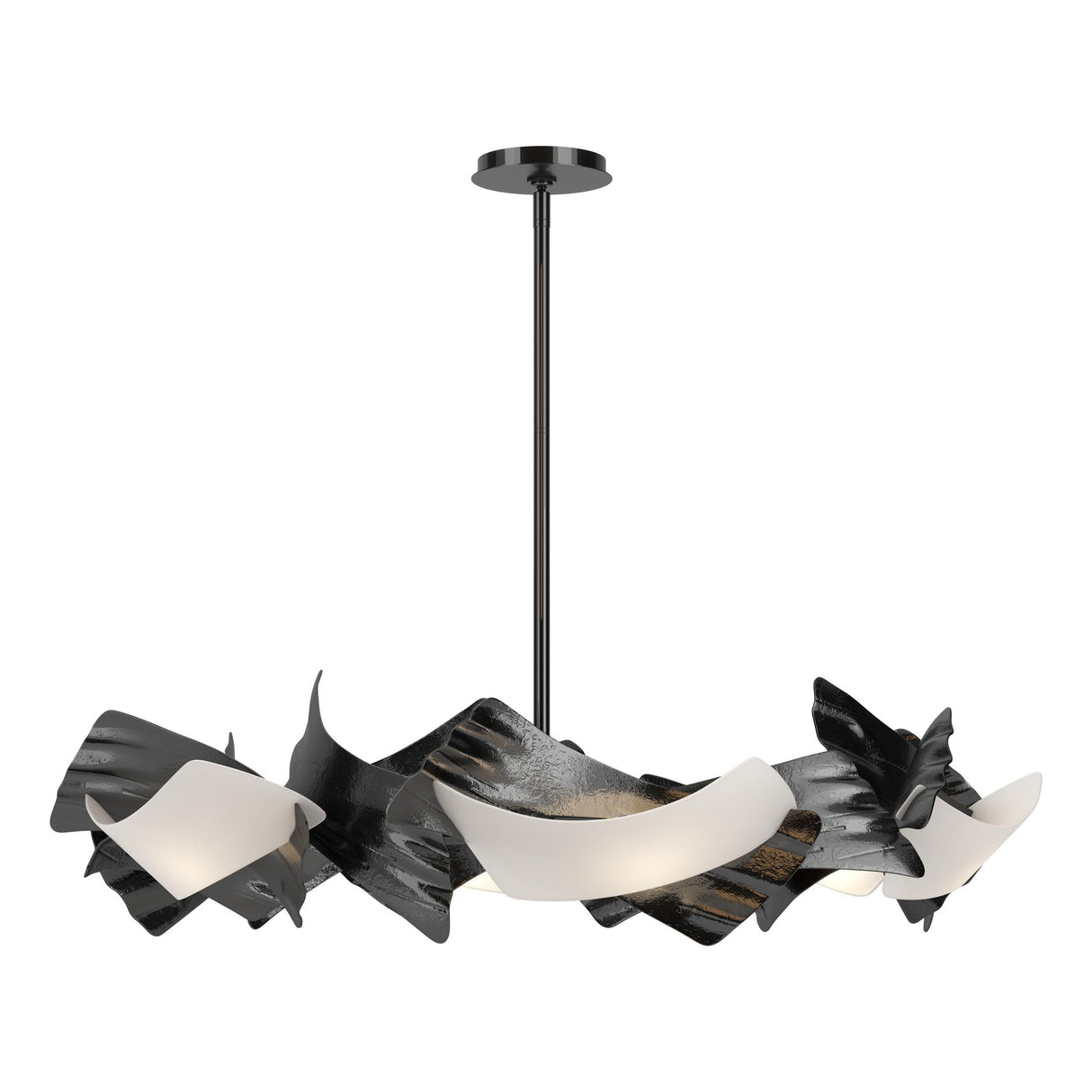 Hubbardton Forge 2024 Ink Frosted Glass (FD) Multi Crest 6-Light Circular Pendant