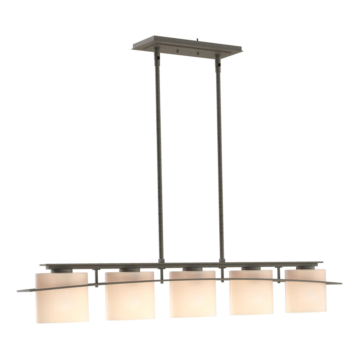 Hubbardton Forge 2009 Natural Iron Opal Glass (GG) Multi Arc Ellipse 5 Light Pendant
