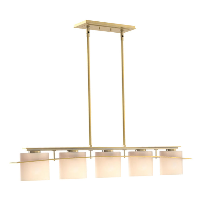Hubbardton Forge 2009 Modern Brass Opal Glass (GG) Multi Arc Ellipse 5 Light Pendant