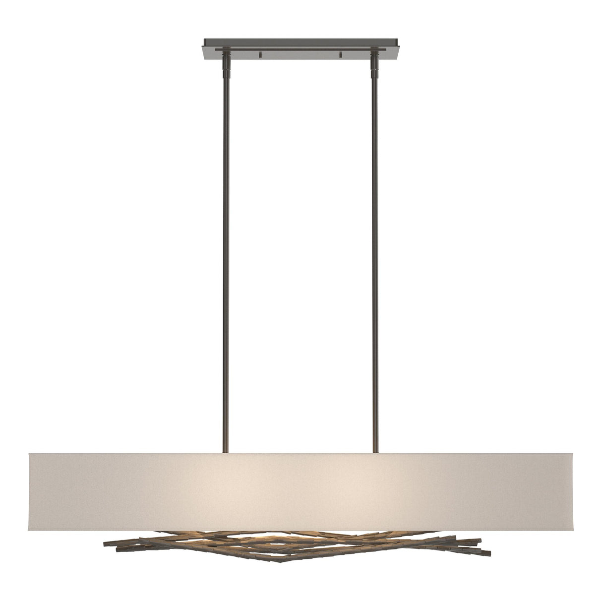 Hubbardton Forge 2011 Dark Smoke Flax Shade (SE) Multi Brindille Pendant