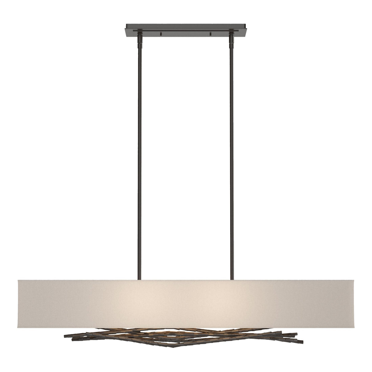 Hubbardton Forge 2011 Oil Rubbed Bronze Flax Shade (SE) Multi Brindille Pendant