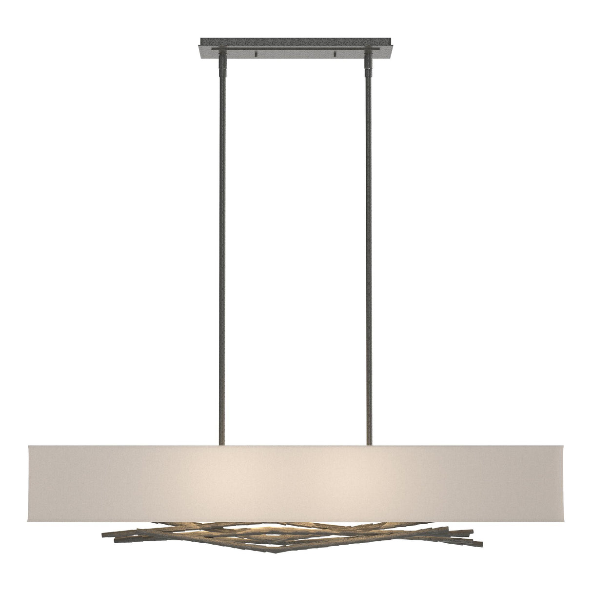 Hubbardton Forge 2011 Natural Iron Flax Shade (SE) Multi Brindille Pendant