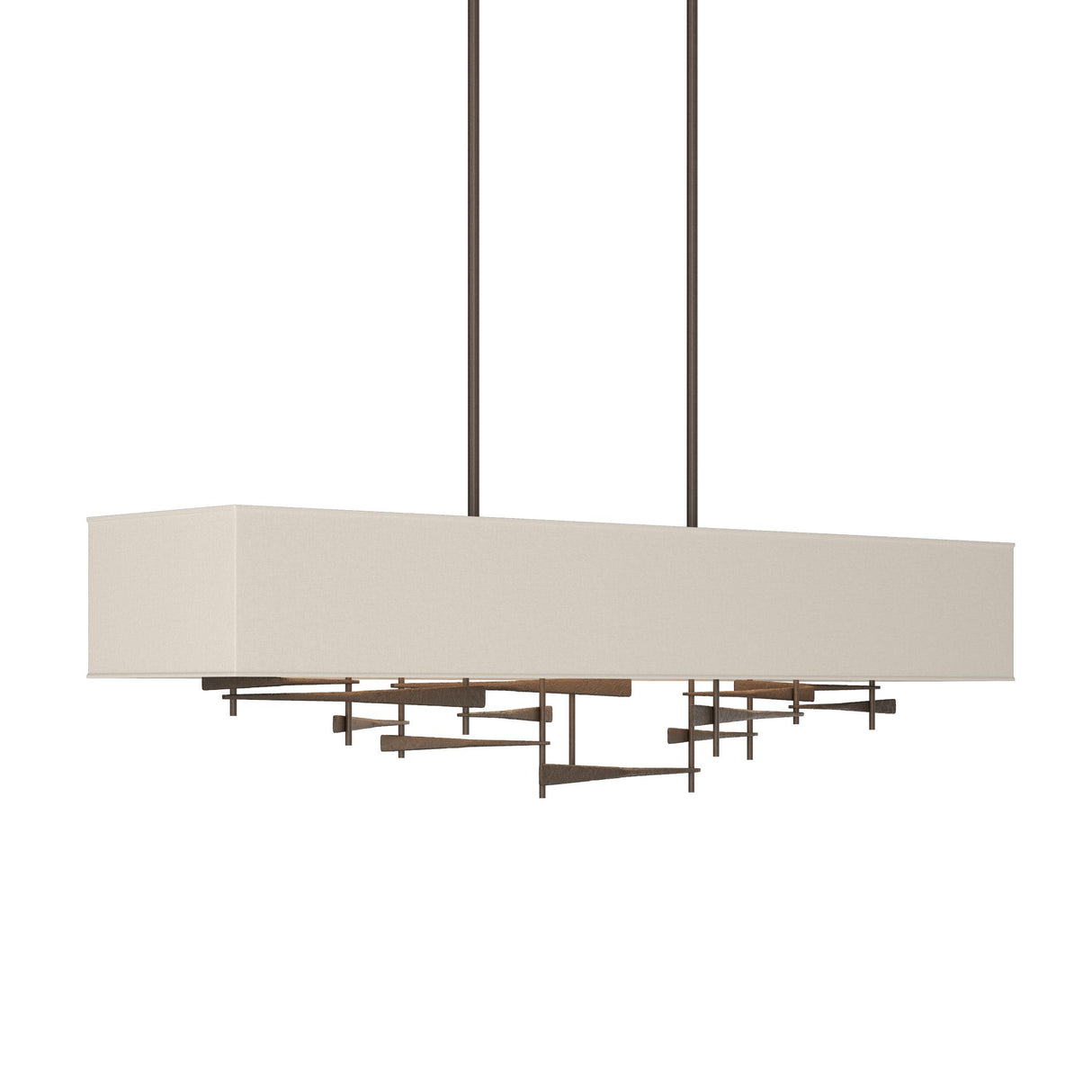 Hubbardton Forge 2013 Bronze Flax Shade (SE) Multi Cavaletti Pendant