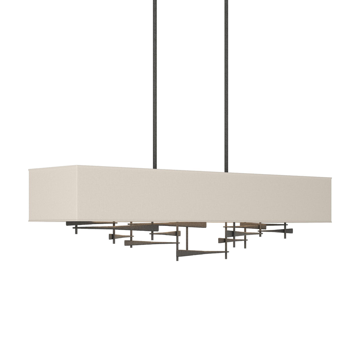 Hubbardton Forge 2013 Natural Iron Flax Shade (SE) Multi Cavaletti Pendant