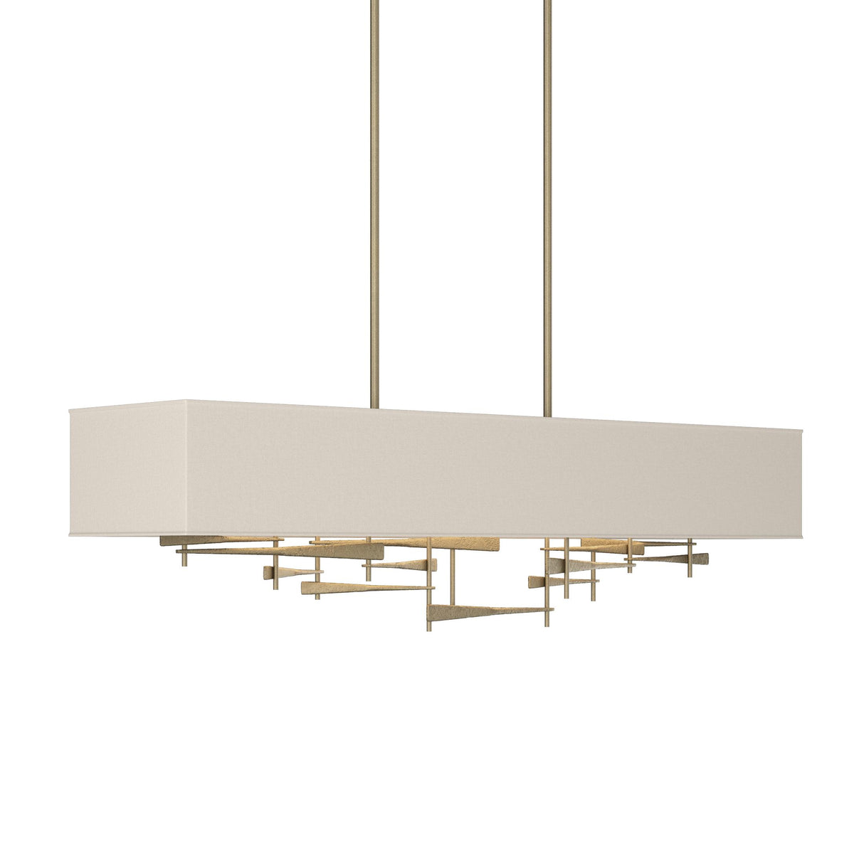 Hubbardton Forge 2013 Soft Gold Flax Shade (SE) Multi Cavaletti Pendant