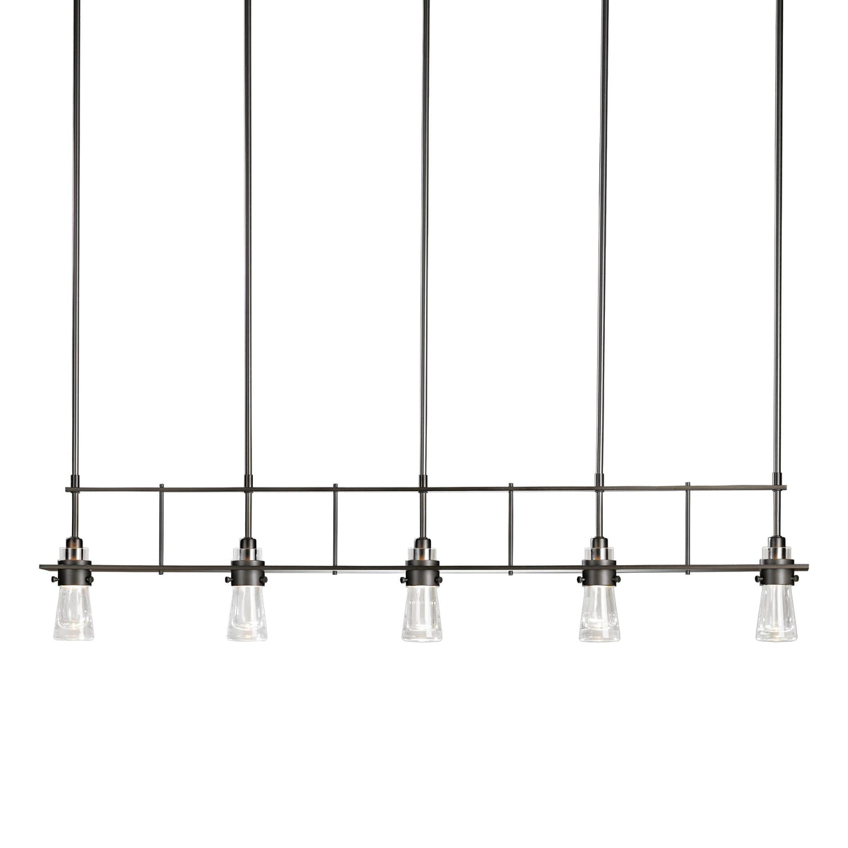 Hubbardton Forge 2013 Dark Smoke Clear Glass (ZM) Multi Erlenmeyer 5 Light Pendant