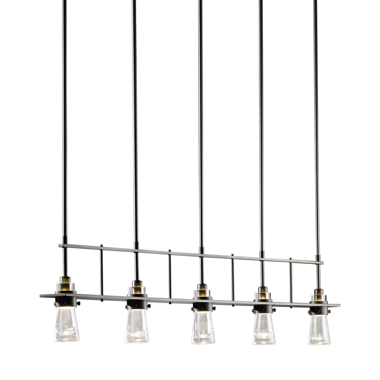 Hubbardton Forge 2013 Dark Smoke Clear Glass (ZM) Multi Erlenmeyer 5 Light Pendant