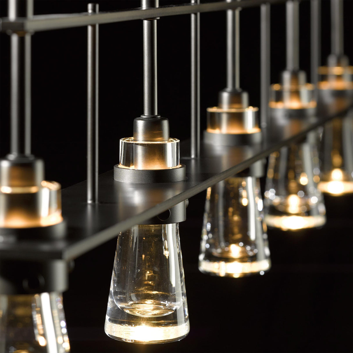Hubbardton Forge 2013 Dark Smoke Clear Glass (ZM) Multi Erlenmeyer 5 Light Pendant