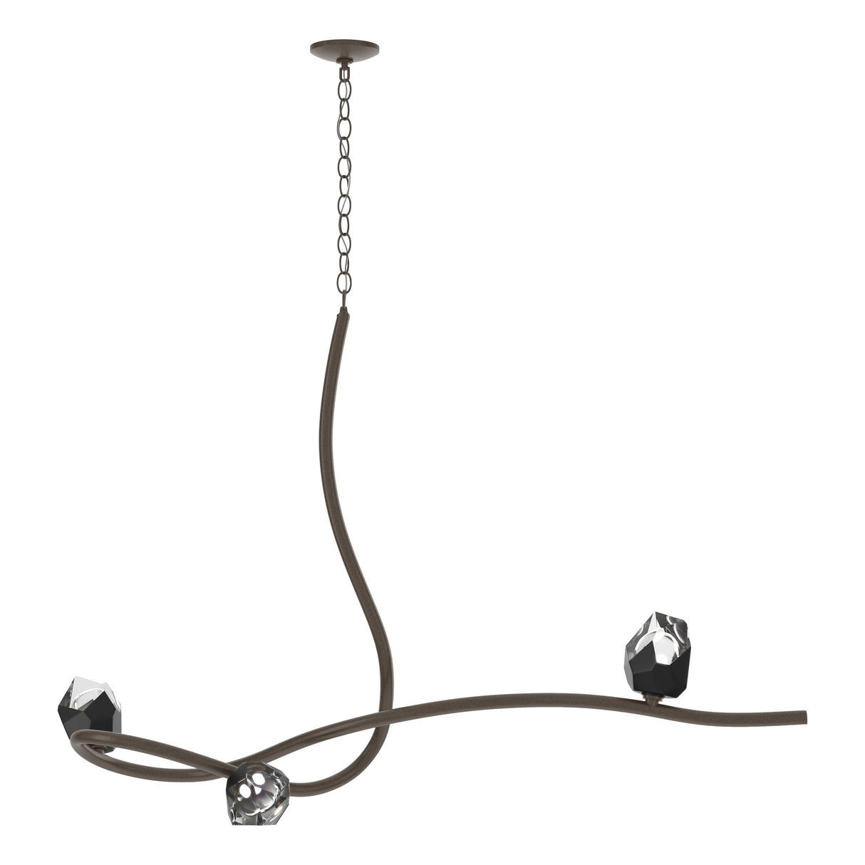 Hubbardton Forge 2023 Bronze Black Crystal (BP) Glacier 3-Light Pendant