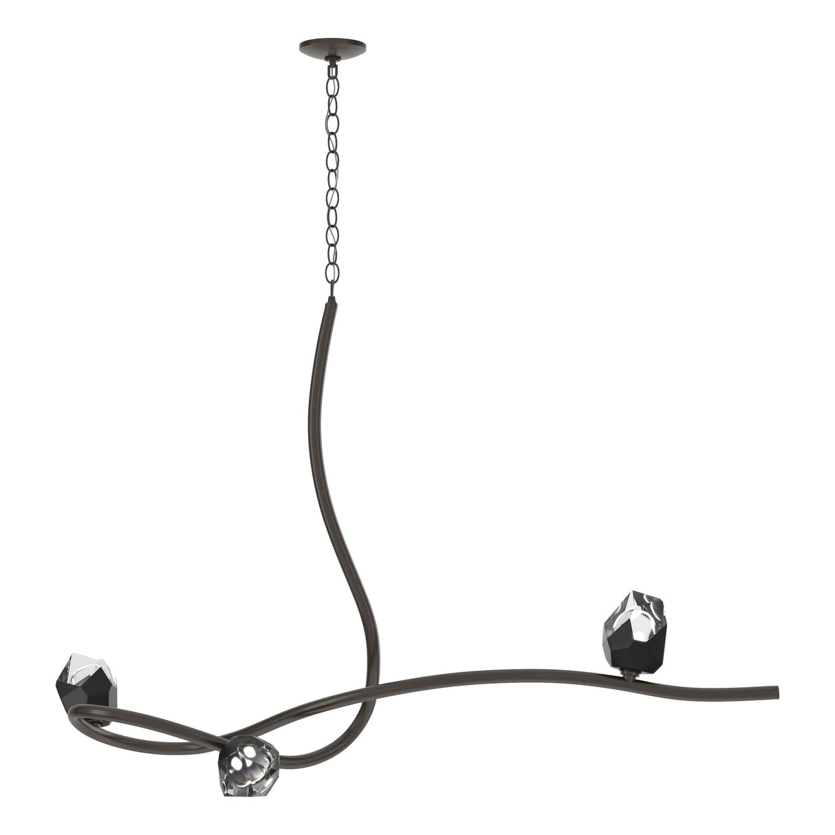 Hubbardton Forge 2023 Oil Rubbed Bronze Black Crystal (BP) Glacier 3-Light Pendant