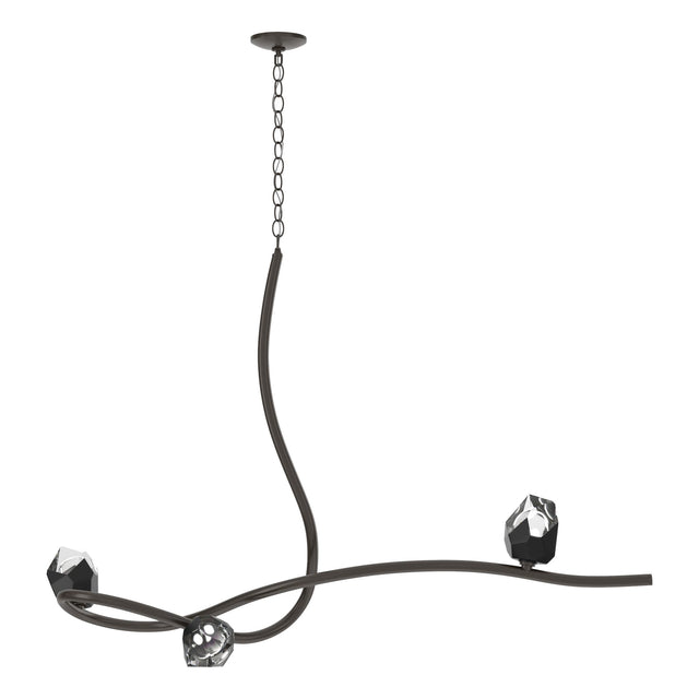Hubbardton Forge 2023 Oil Rubbed Bronze Black Crystal (BP) Glacier 3-Light Pendant