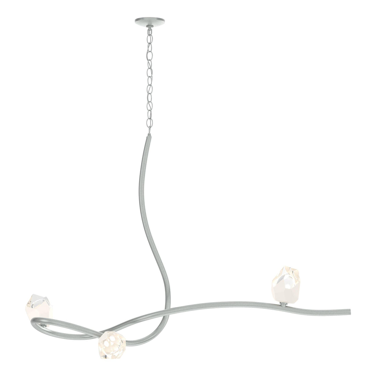 Hubbardton Forge 2023 Vintage Platinum White Crystal (WP) Glacier 3-Light Pendant