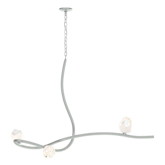 Hubbardton Forge 2023 Vintage Platinum White Crystal (WP) Glacier 3-Light Pendant