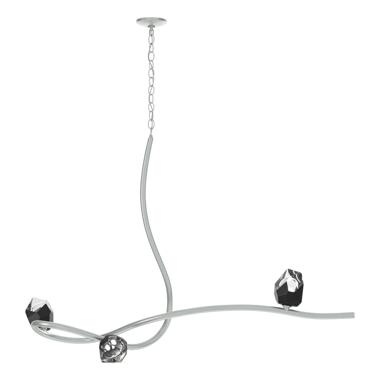 Hubbardton Forge 2023 Vintage Platinum Black Crystal (BP) Glacier 3-Light Pendant