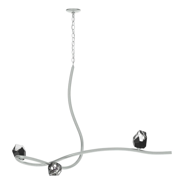 Hubbardton Forge 2023 Vintage Platinum Black Crystal (BP) Glacier 3-Light Pendant