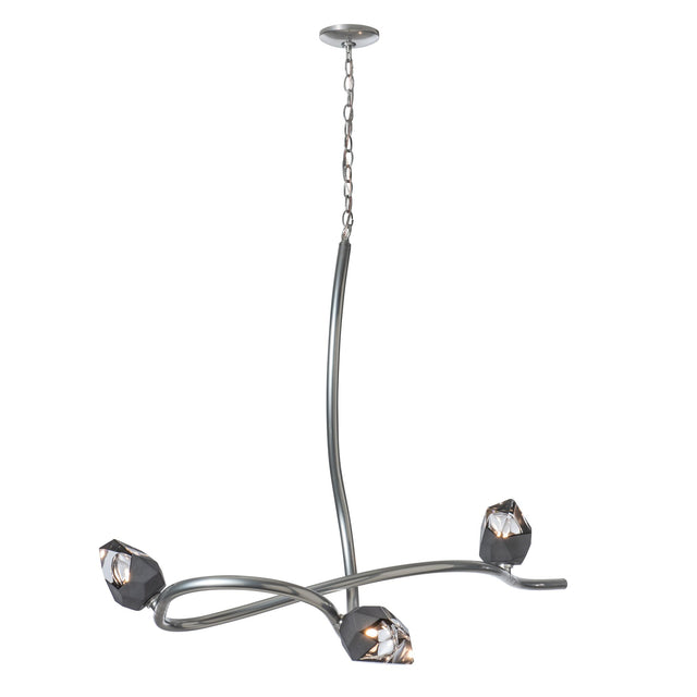 Hubbardton Forge 2023 Sterling Black Crystal (BP) Glacier 3-Light Pendant