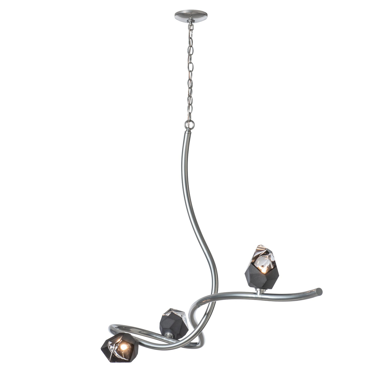 Hubbardton Forge 2023 Sterling Black Crystal (BP) Glacier 3-Light Pendant