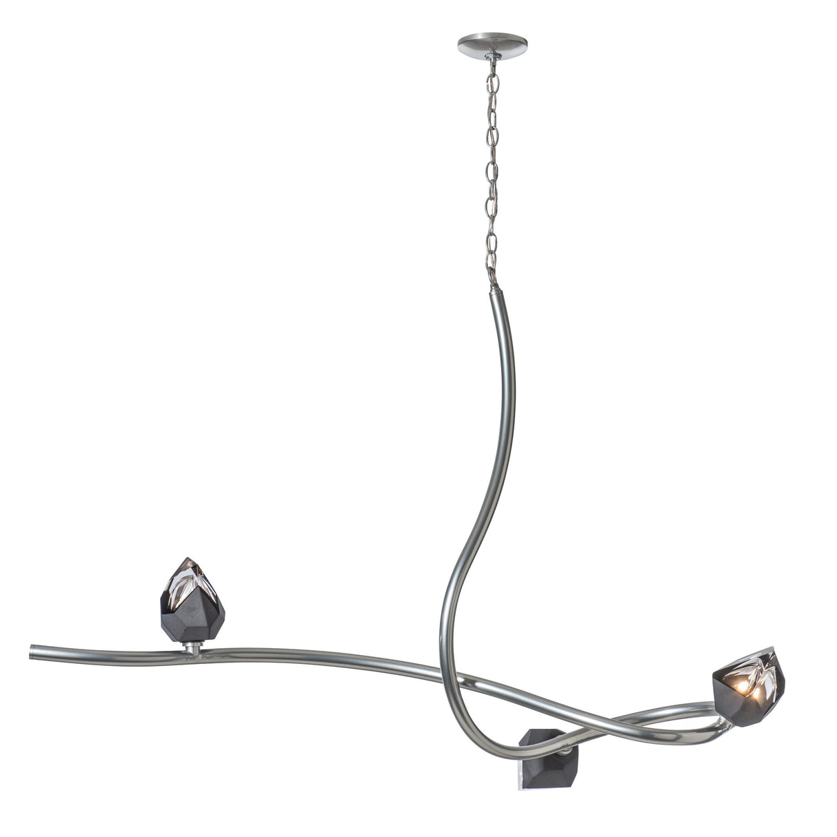 Hubbardton Forge 2023 Sterling Black Crystal (BP) Glacier 3-Light Pendant