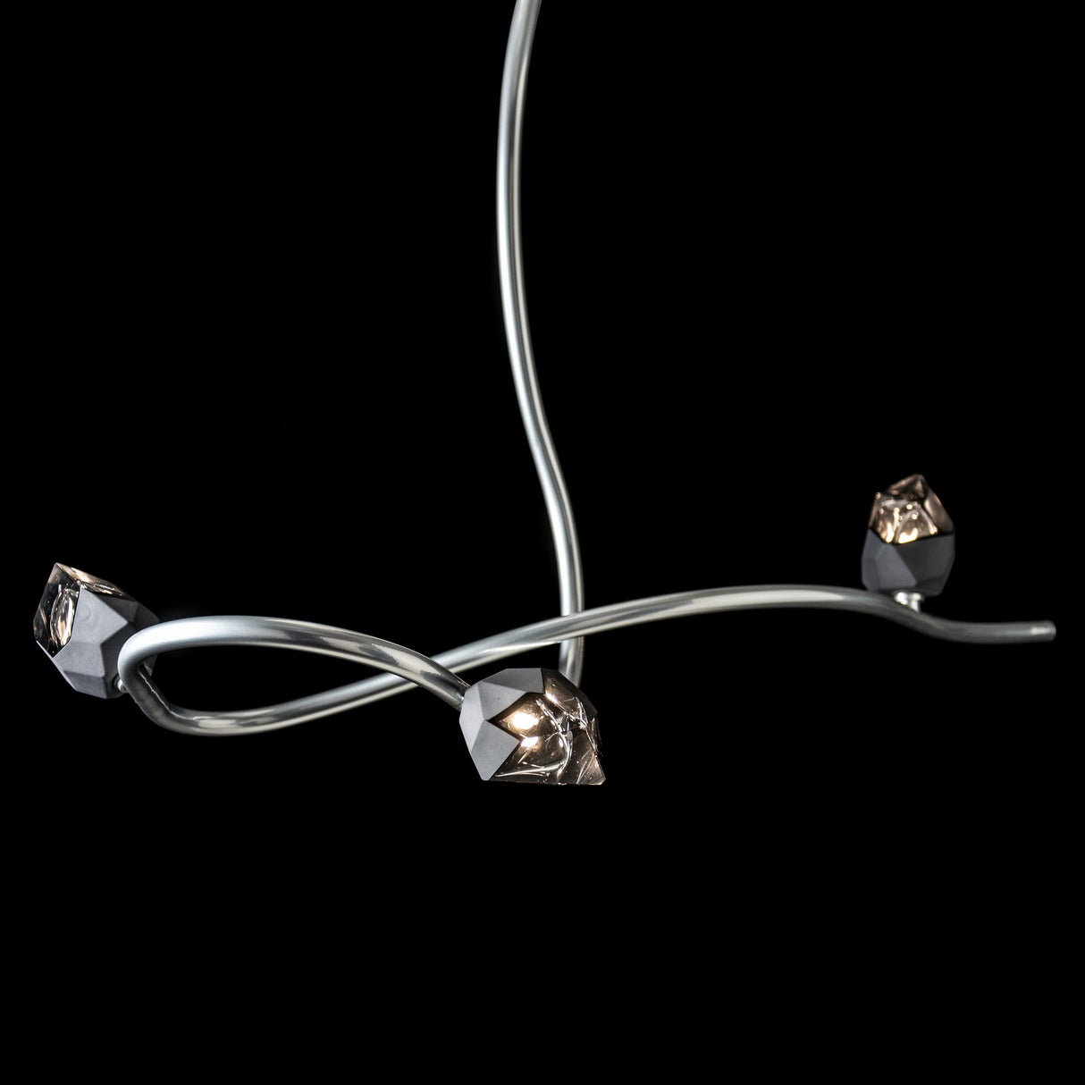 Hubbardton Forge 2023 Sterling Black Crystal (BP) Glacier 3-Light Pendant