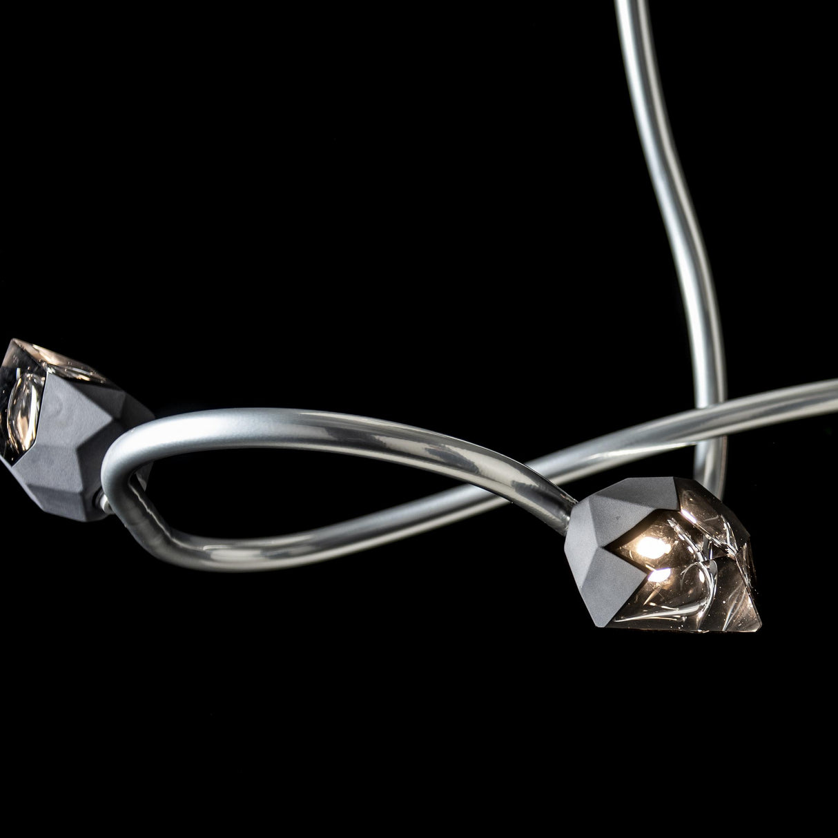 Hubbardton Forge 2023 Sterling Black Crystal (BP) Glacier 3-Light Pendant