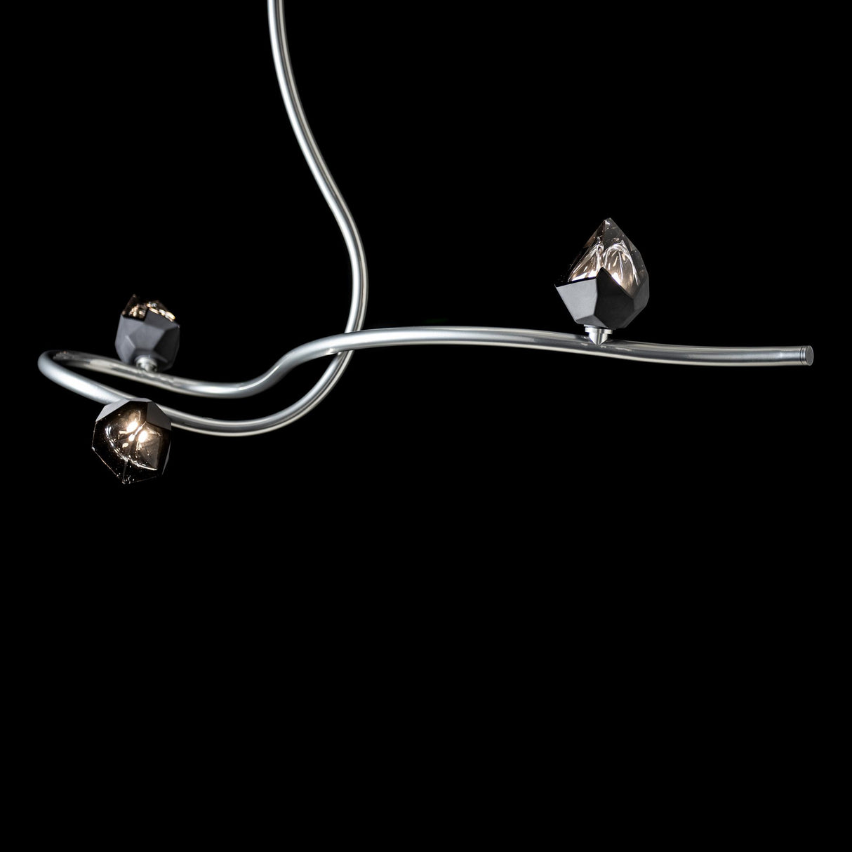 Hubbardton Forge 2023 Sterling Black Crystal (BP) Glacier 3-Light Pendant