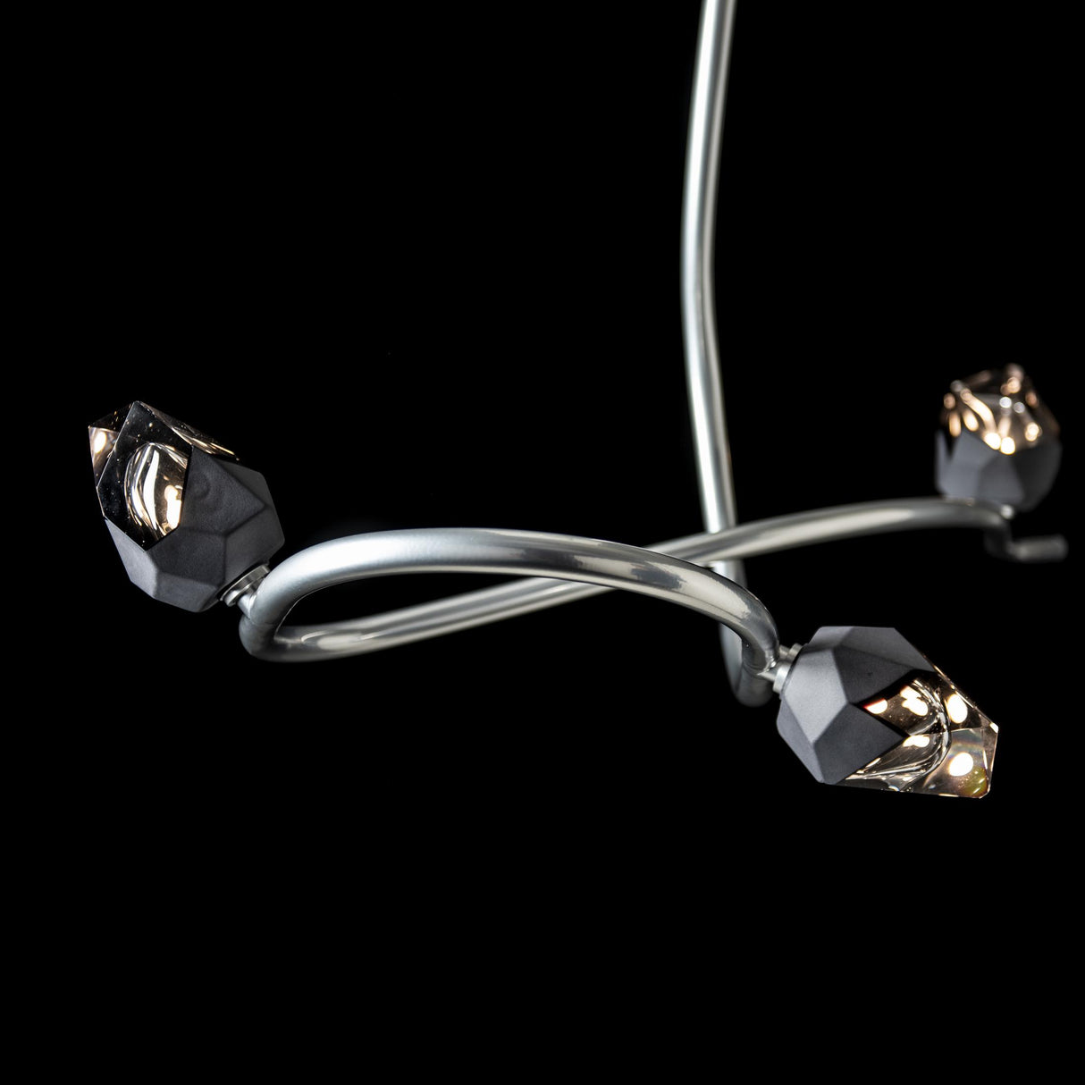 Hubbardton Forge 2023 Sterling Black Crystal (BP) Glacier 3-Light Pendant