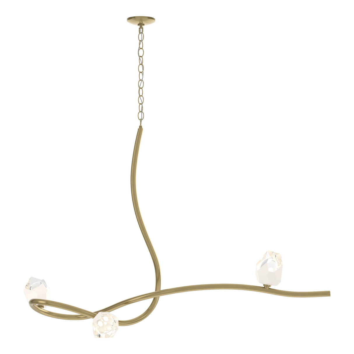 Hubbardton Forge 2023 Modern Brass White Crystal (WP) Glacier 3-Light Pendant