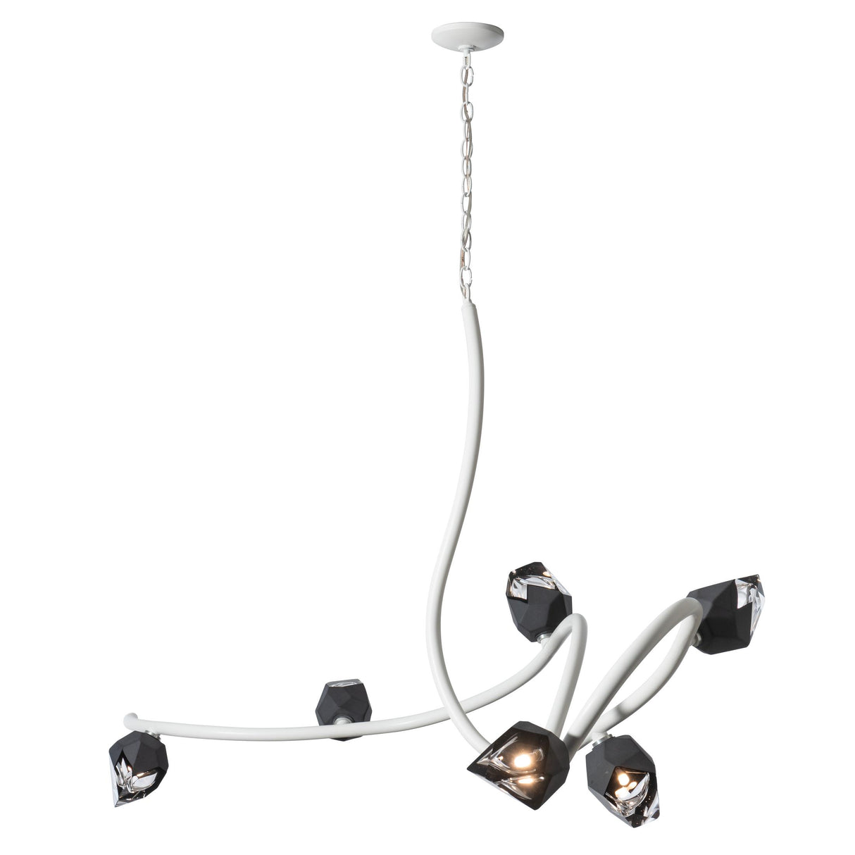 Hubbardton Forge 2023 White Black Crystal (BP) Glacier XL 6-Light Pendant