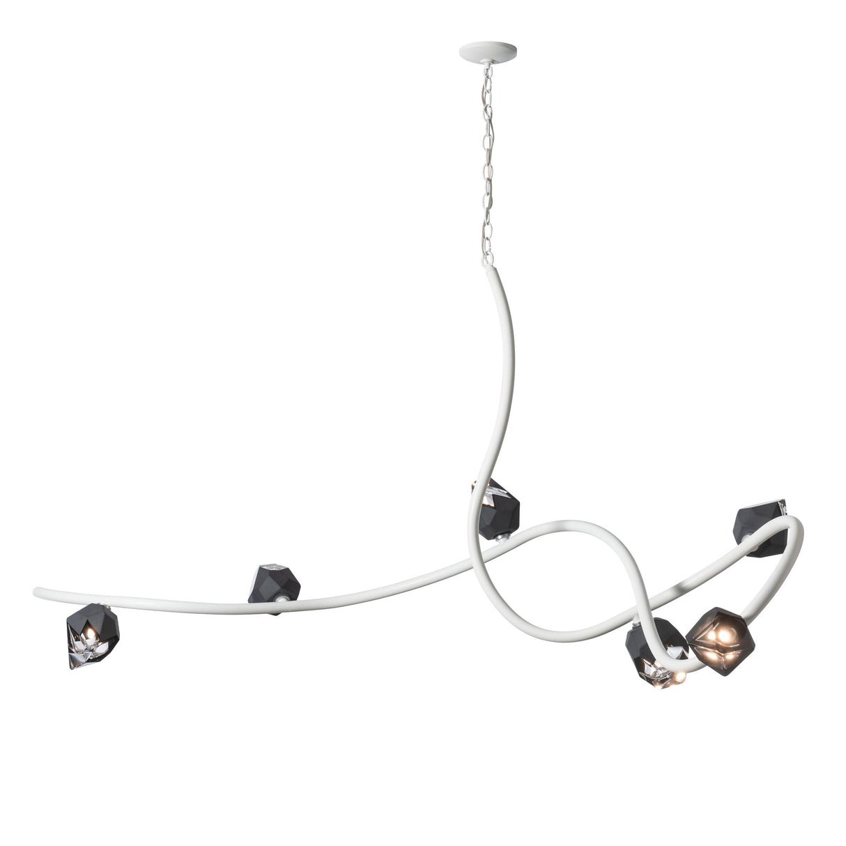 Hubbardton Forge 2023 White Black Crystal (BP) Glacier XL 6-Light Pendant