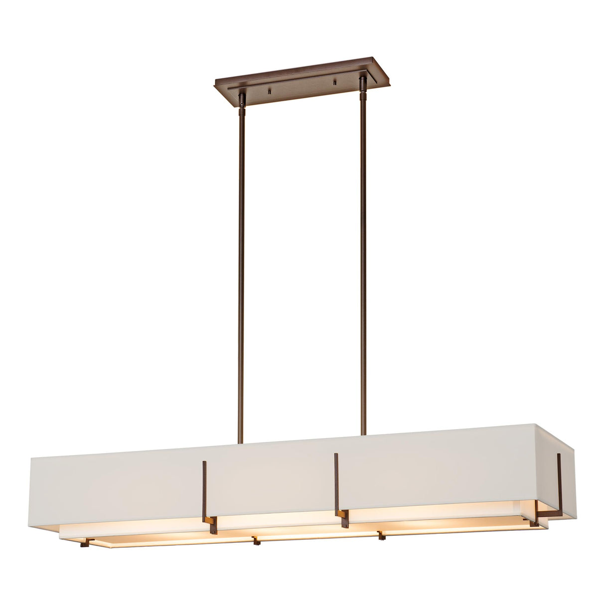 Hubbardton Forge 2019 Bronze Natural Anna Shade (SF) Multi Exos Rectangular Pendant