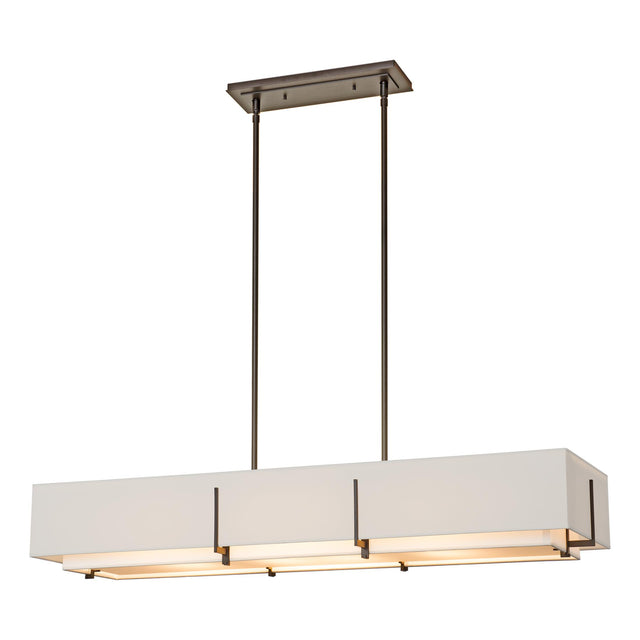 Hubbardton Forge 2019 Dark Smoke Natural Anna Shade (SF) Multi Exos Rectangular Pendant