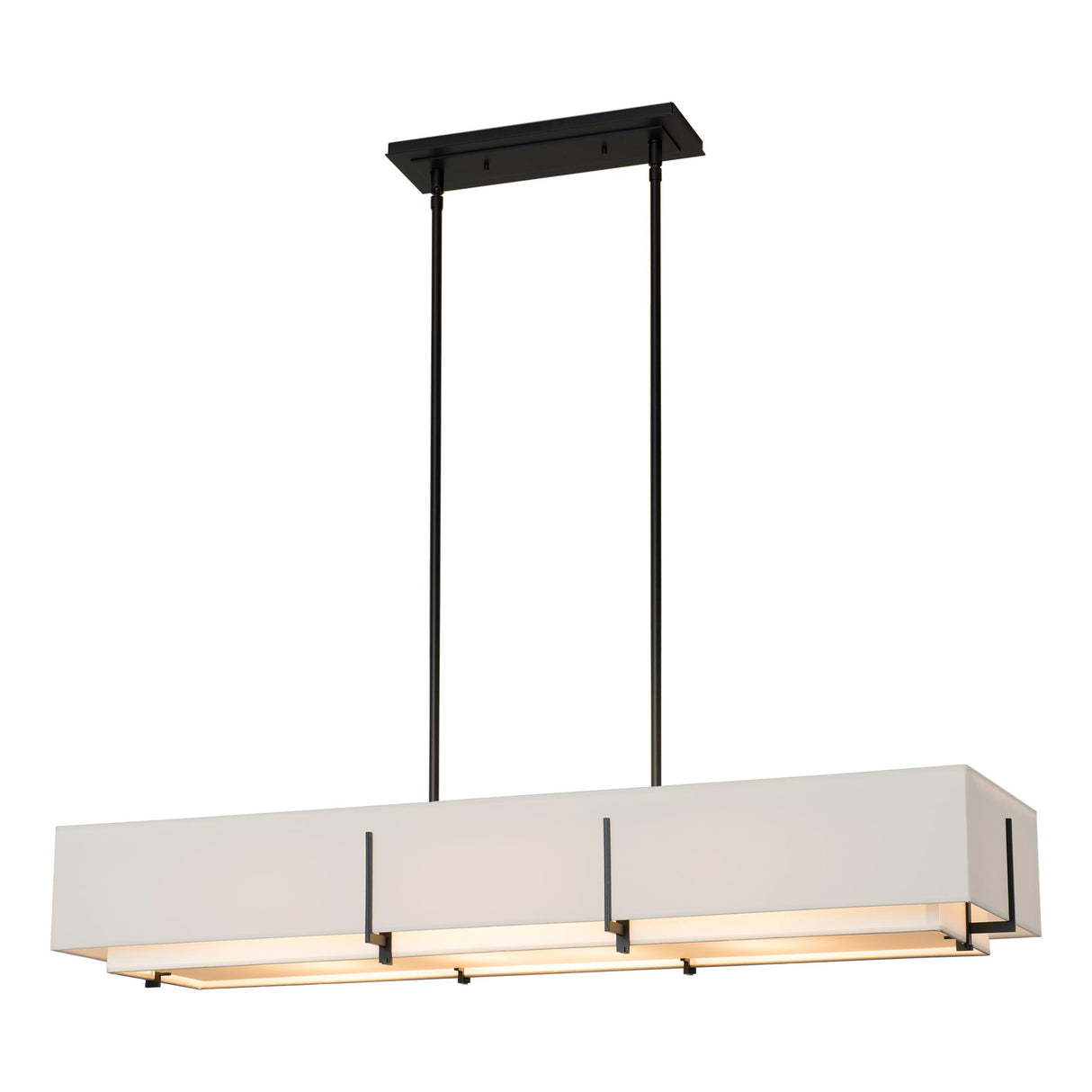Hubbardton Forge 2019 Black Natural Anna Shade (SF) Multi Exos Rectangular Pendant