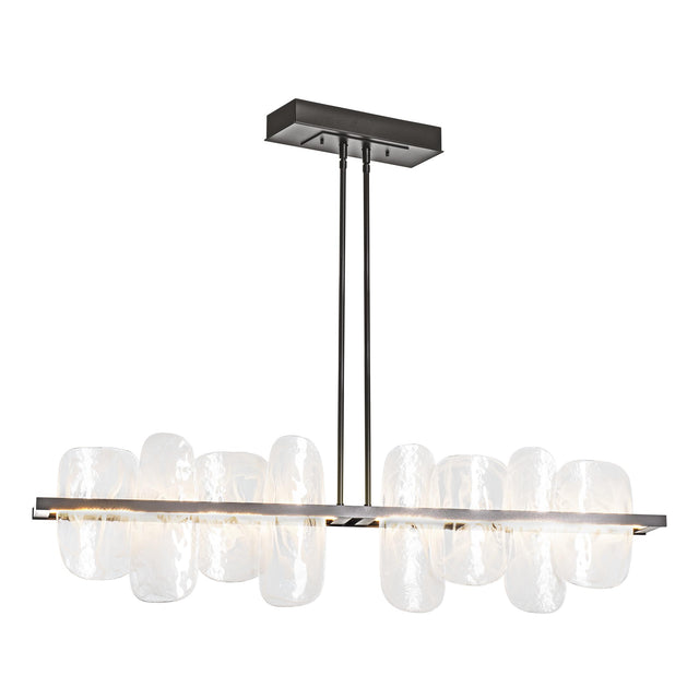 Hubbardton Forge 2021 Dark Smoke White Swirl Glass (YR) Multi Vitre Large Linear LED Pendant