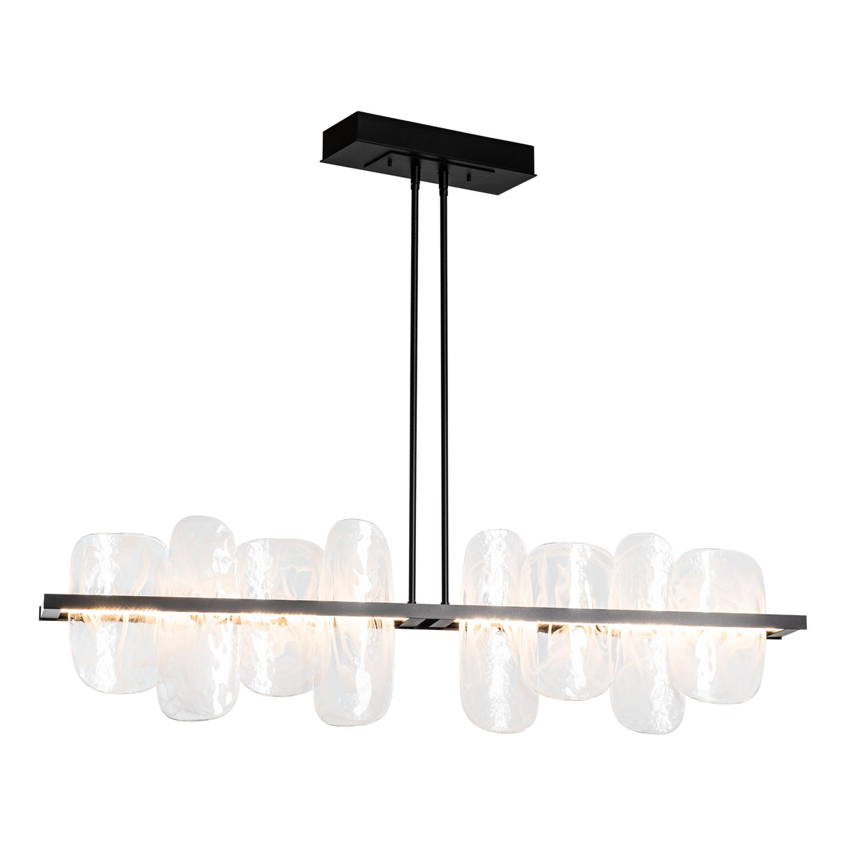 Hubbardton Forge 2021 Black White Swirl Glass (YR) Multi Vitre Large Linear LED Pendant